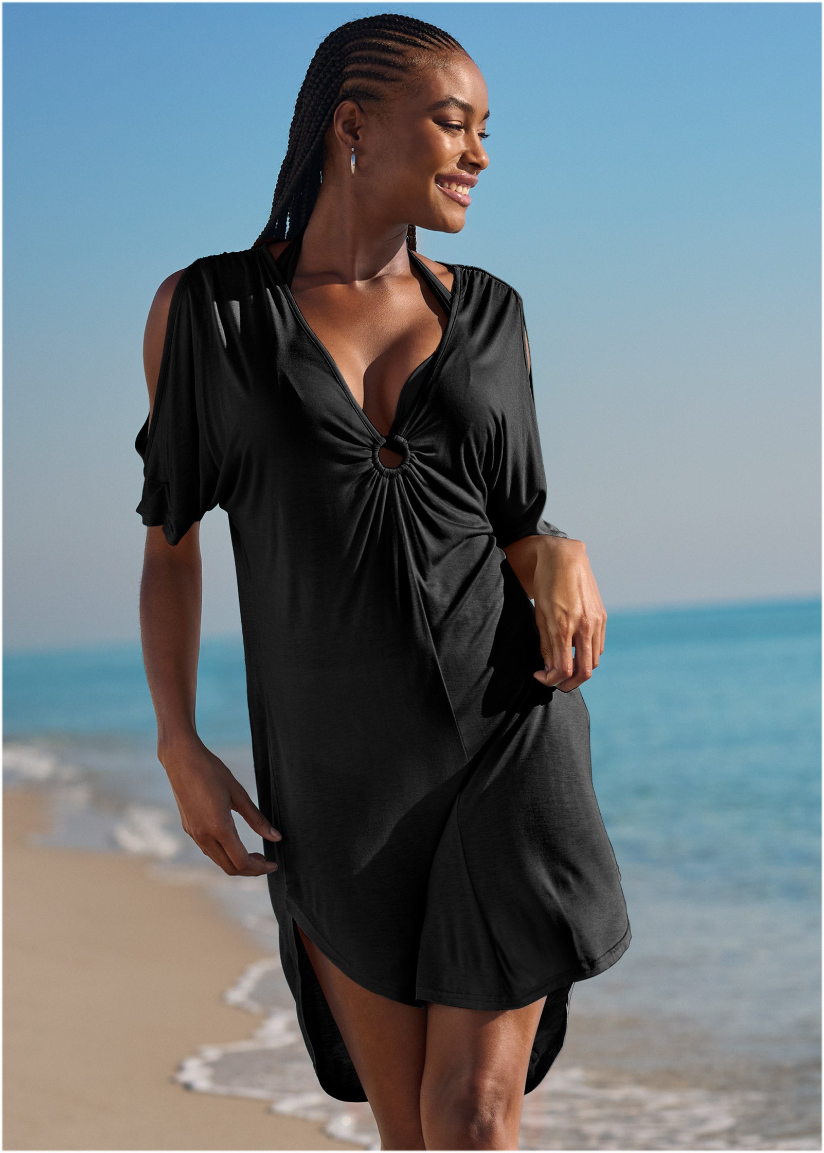 Ring Front Dolman Cover-Up - Black Beauty | Venus Limited Edition