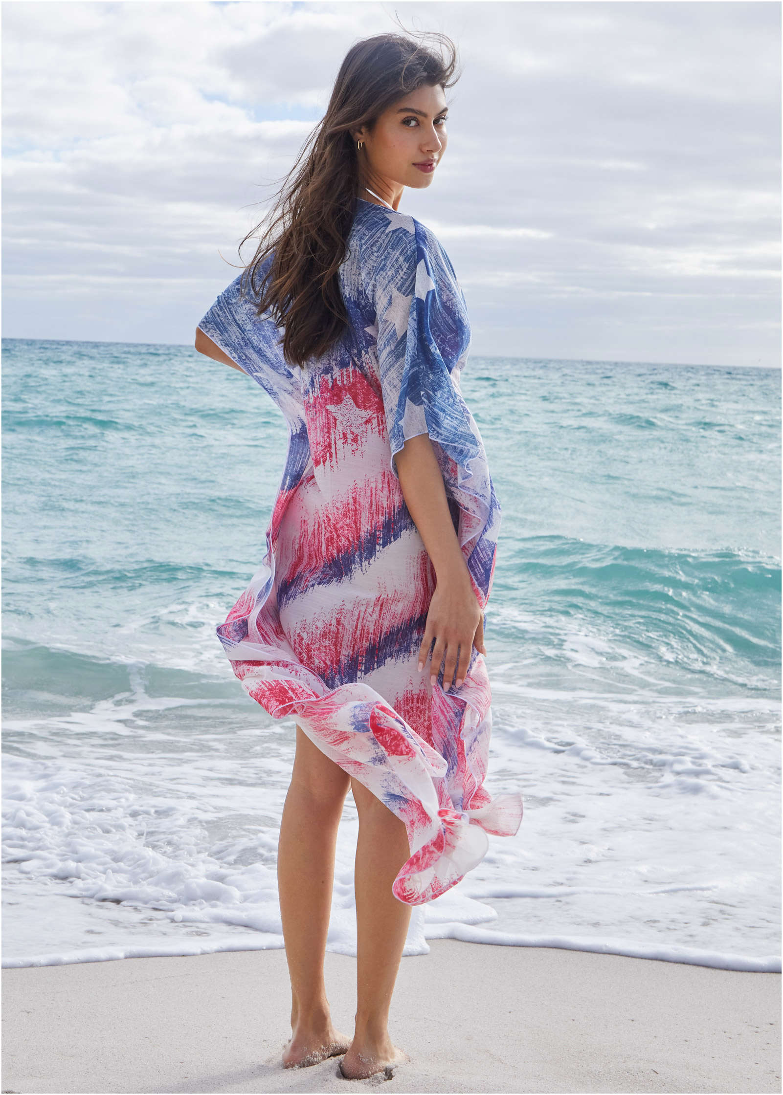 Long Kimono Cover-Up - Boardwalk Flag Cover-Up | Venus Affordable