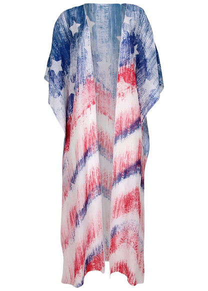 Long Kimono Cover-Up - Boardwalk Flag Cover-Up | Venus Affordable