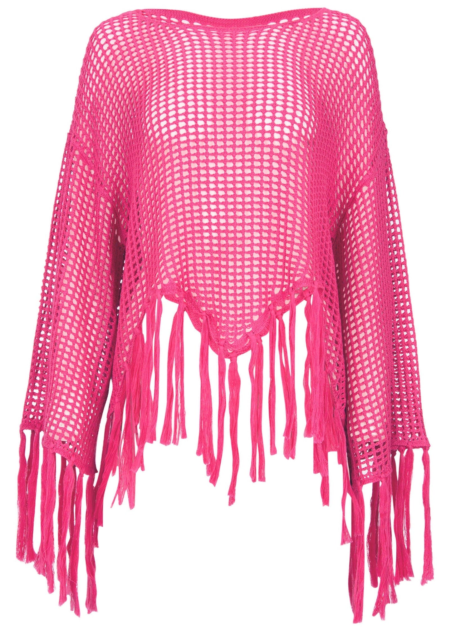 Fringe Crochet Cover-Up Top - Hot Pink | Venus Great Deal