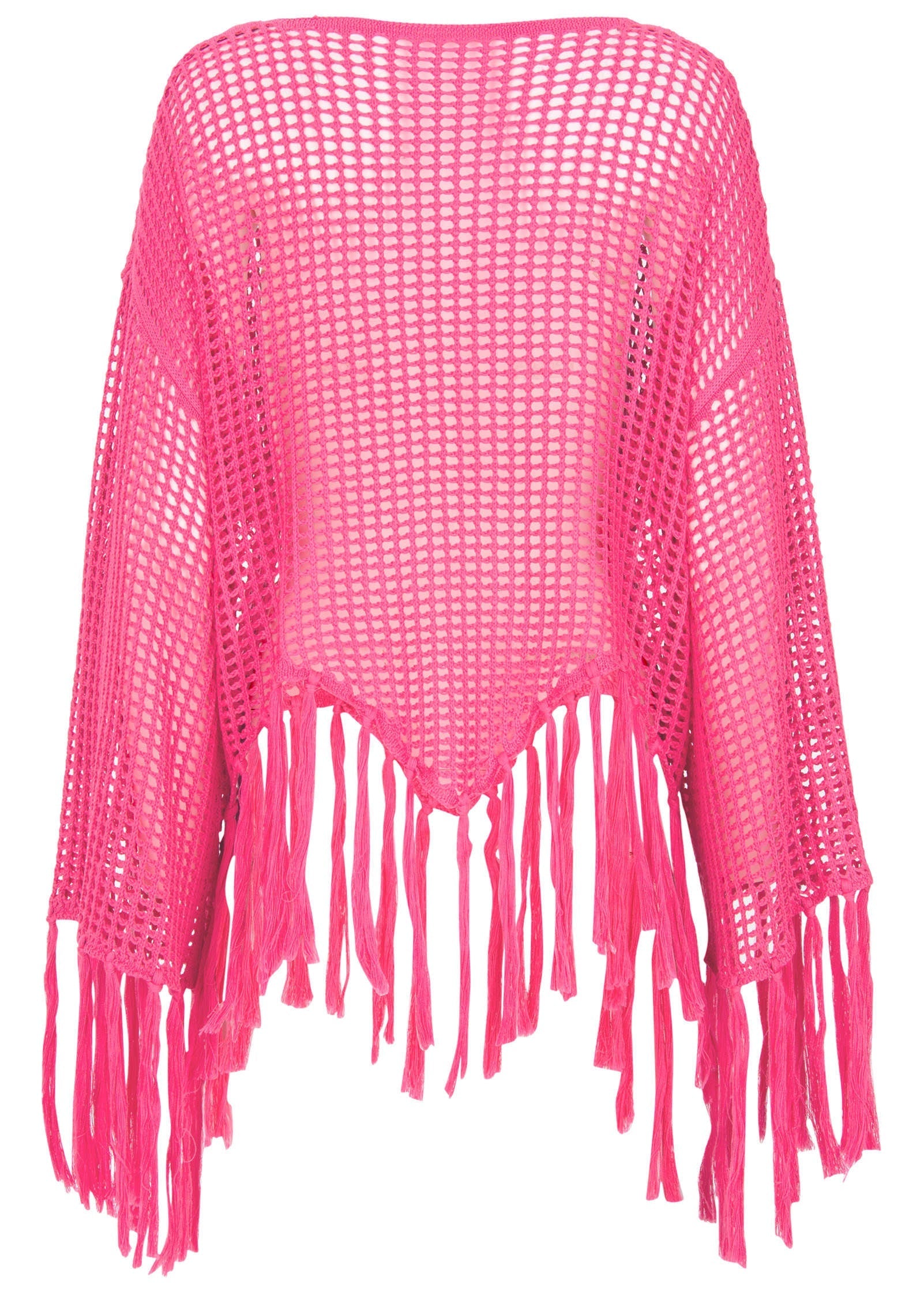 Fringe Crochet Cover-Up Top - Hot Pink | Venus Great Deal