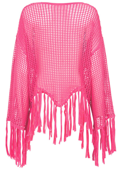 Fringe Crochet Cover-Up Top - Hot Pink | Venus Great Deal