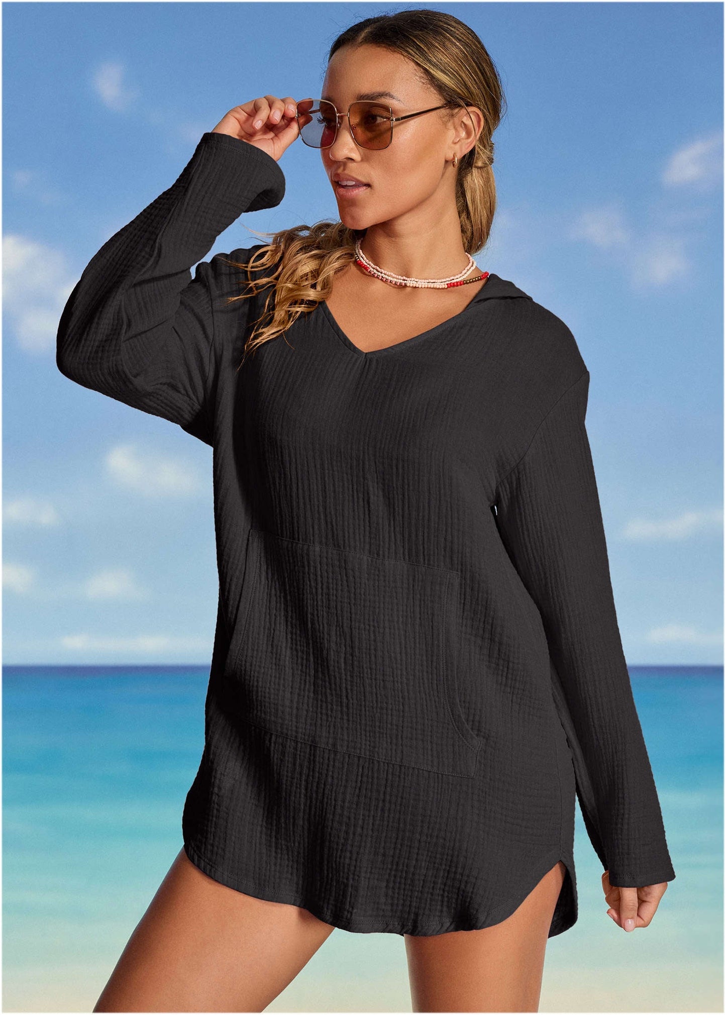 Pack And Go Hoodie - Jet Black | Venus Cost Saving