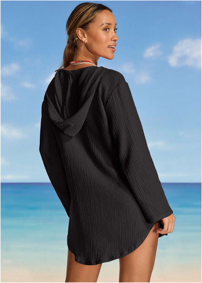 Pack And Go Hoodie - Jet Black | Venus Cost Saving