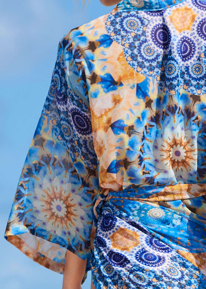 Sheer Caftan Cover-Up - Blue Multi | Venus Value