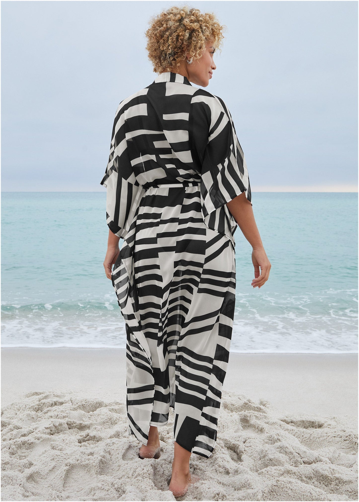 Front Tie Kimono Cover-Up - Modern Abstract | Venus Budget Friendly