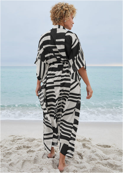 Front Tie Kimono Cover-Up - Modern Abstract | Venus Budget Friendly