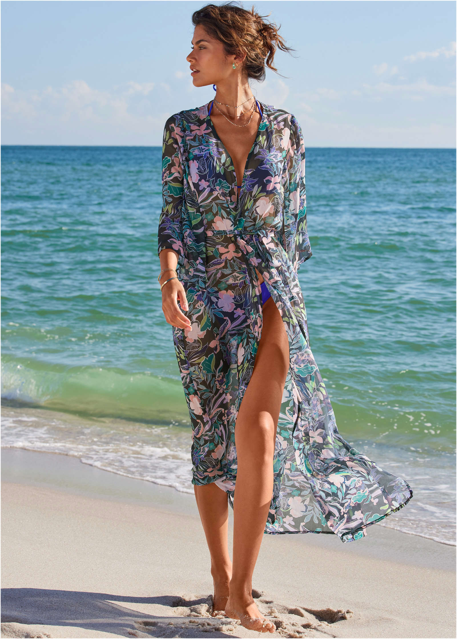 Bell Sleeve Long Cover-Up - Tropical Walks | Venus Special Offer