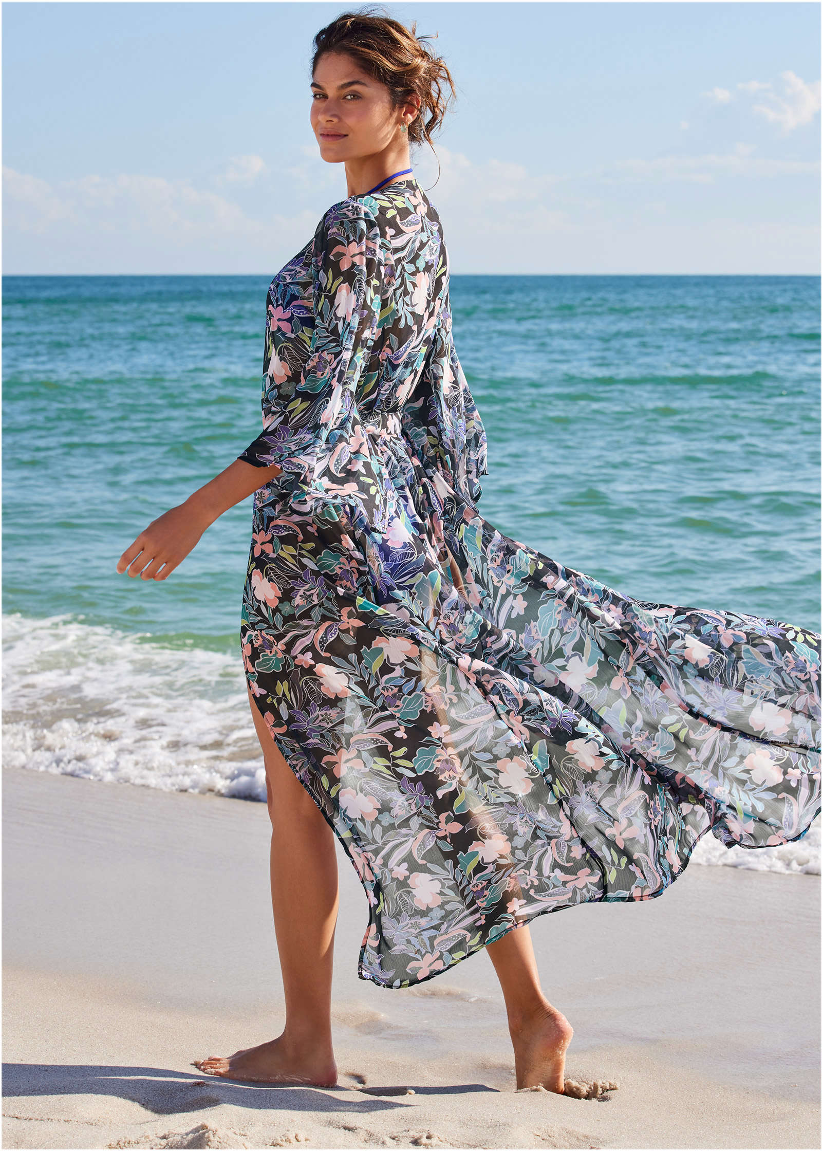 Bell Sleeve Long Cover-Up - Tropical Walks | Venus Special Offer