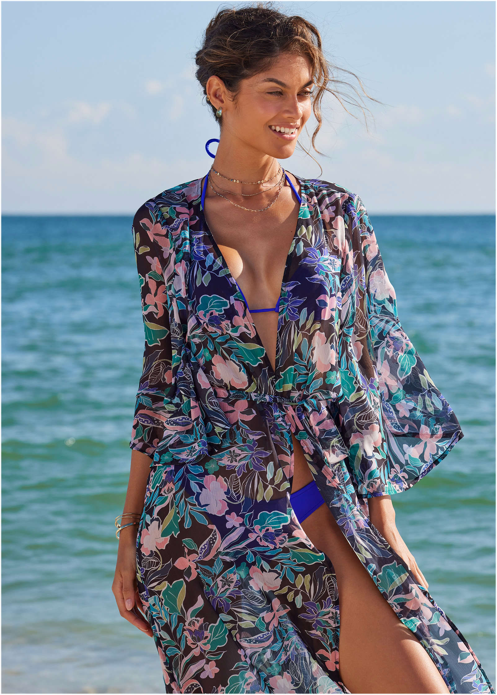 Bell Sleeve Long Cover-Up - Tropical Walks | Venus Special Offer