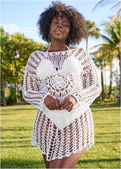Crochet Detail Cover-Up - White | Venus Great Deal