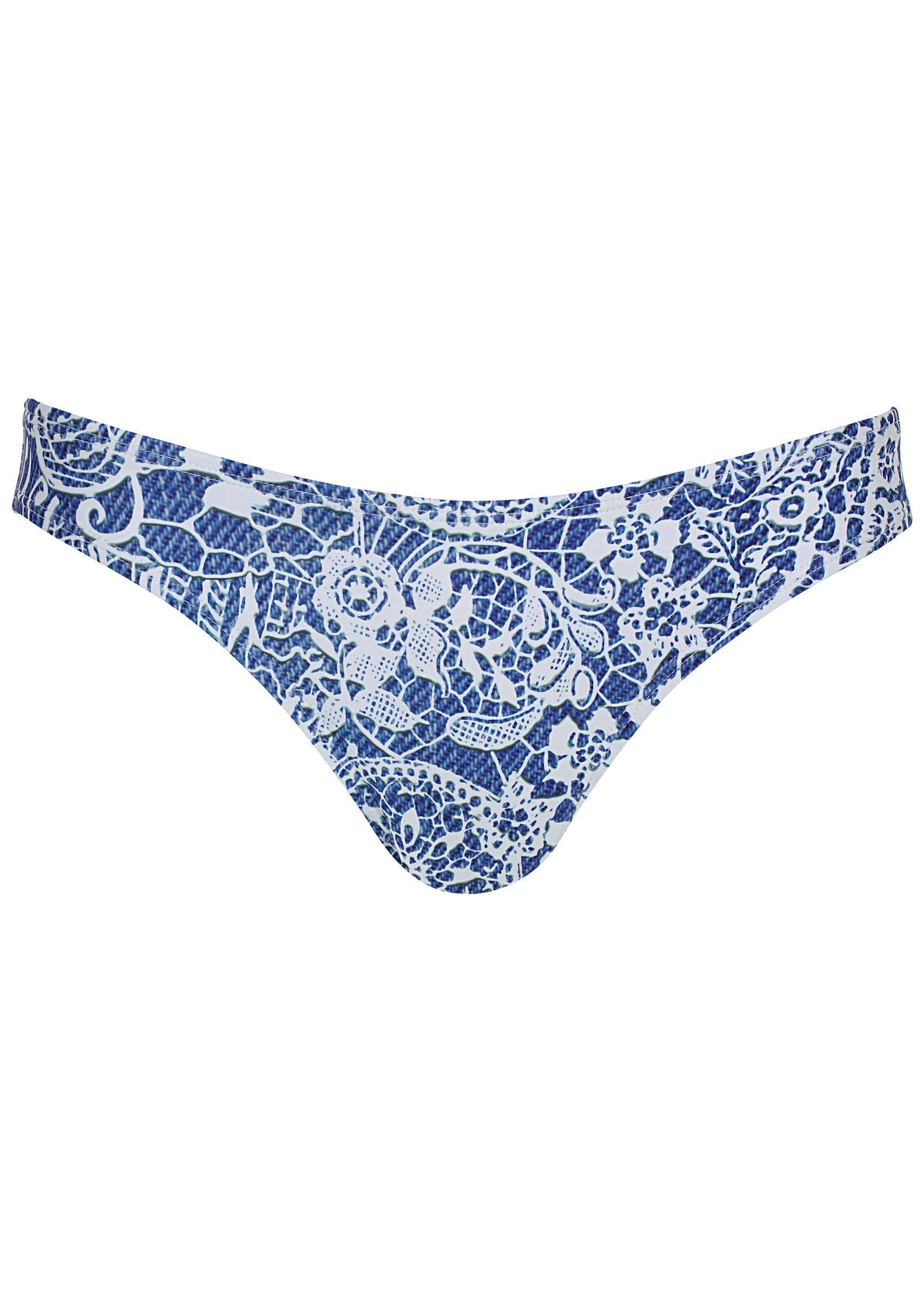 Bali Moderate Bikini Bottom - Denim Anglaise Paisley | Venus Sale