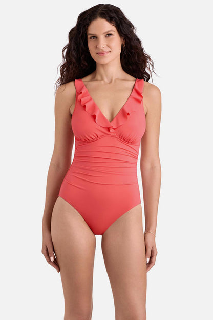 Shape Solver Kayla Ruffle Underwire One Piece Coral | Venus Value