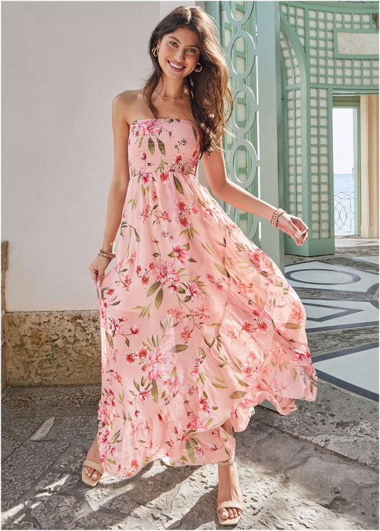 Strapless Ruffle Maxi Dress - Ethereal Floral | Fashion | Venus Sale