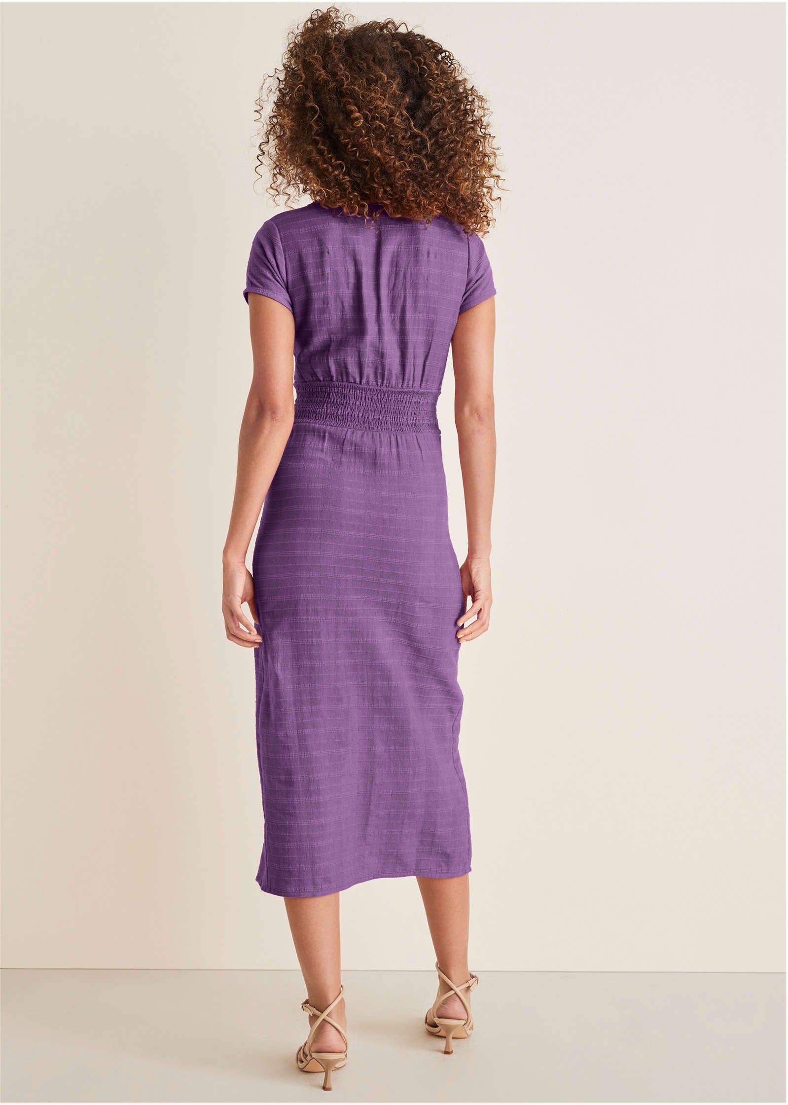 Linen Midi Dress - Purple | Venus Affordable
