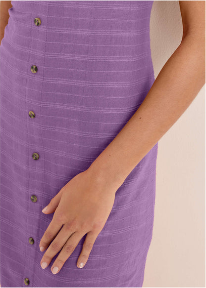 Linen Midi Dress - Purple | Venus Affordable