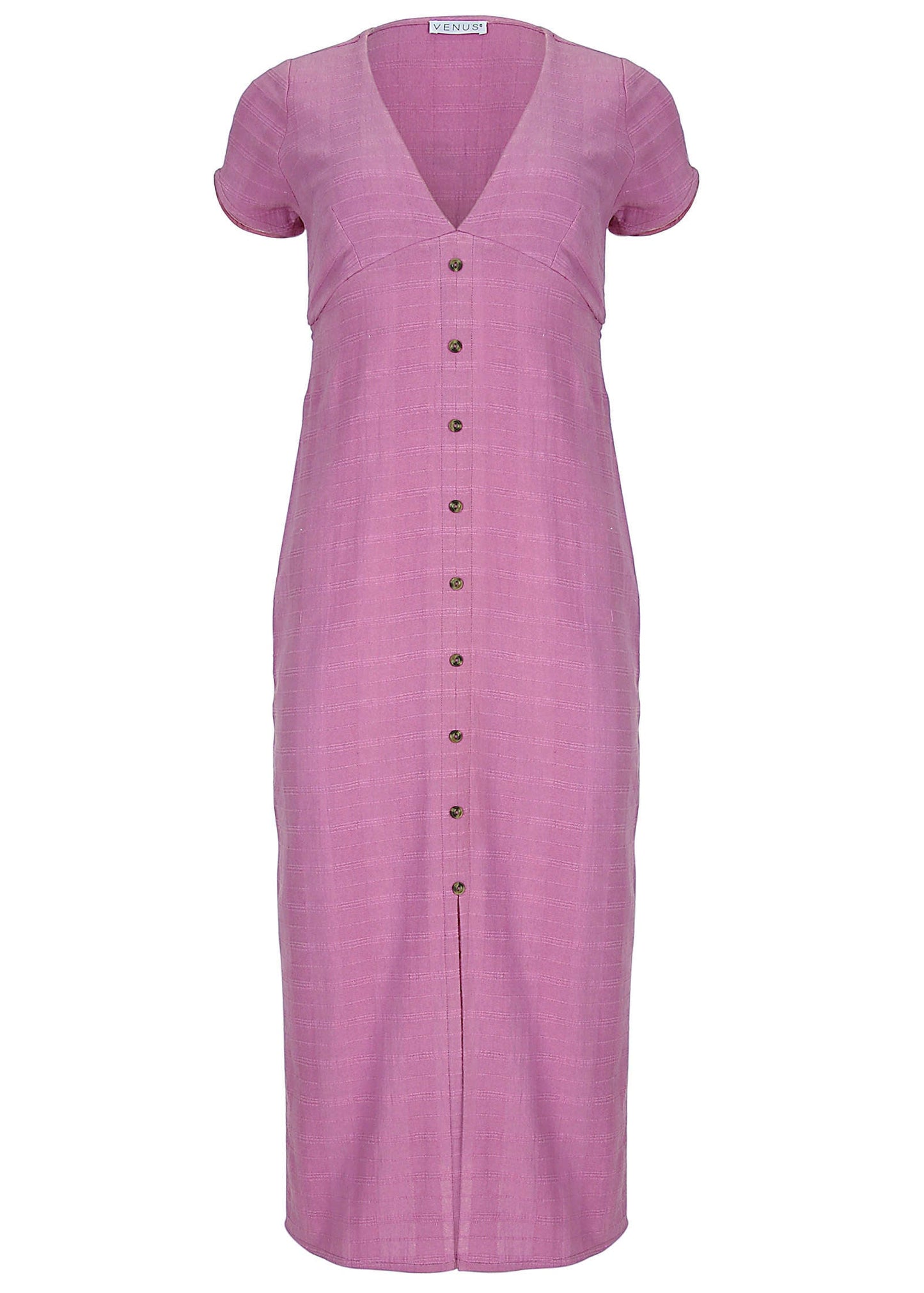 Linen Midi Dress - Purple | Venus Affordable
