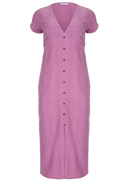 Linen Midi Dress - Purple | Venus Affordable
