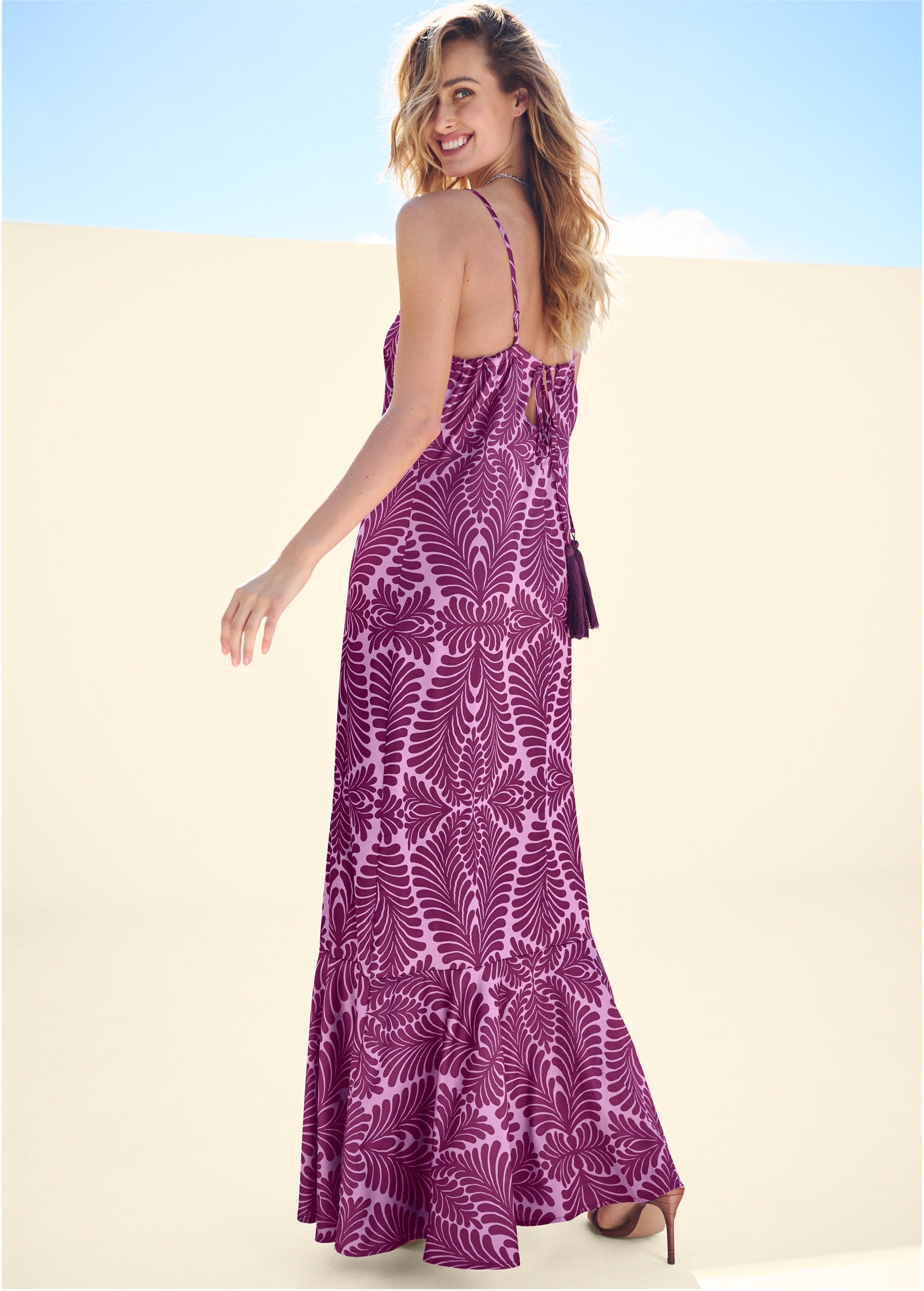 Tassel Tie-Back Maxi Dress - Purple Multi | Venus Special Offer