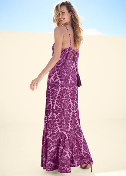 Tassel Tie-Back Maxi Dress - Purple Multi | Venus Special Offer