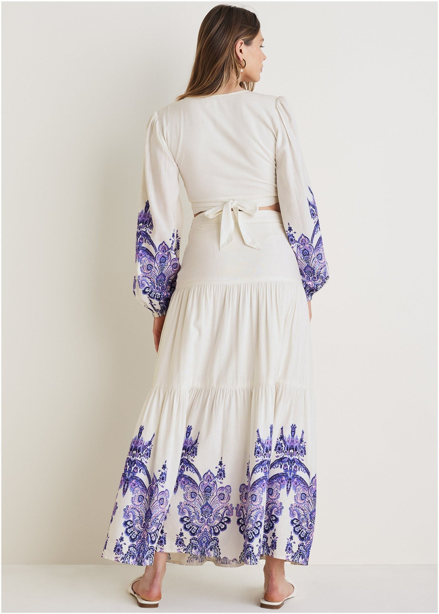 Purple Paisley Printed Linen Two Piece Set | VENUS | Venus Featured