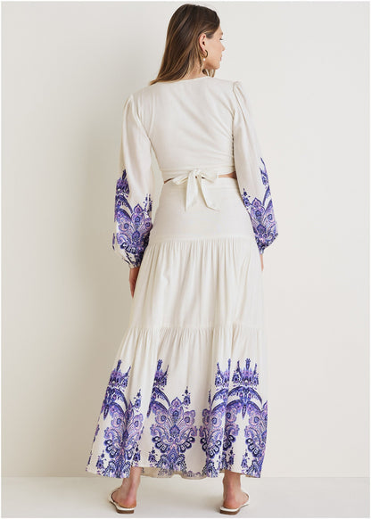 Purple Paisley Printed Linen Two Piece Set | VENUS | Venus Featured