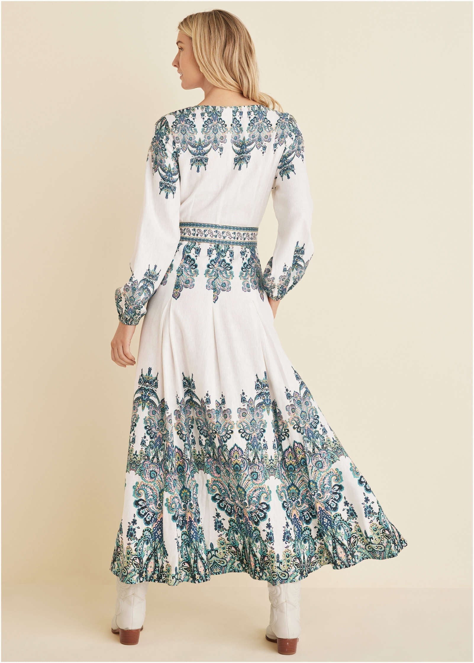 White Linen Maxi Dress with Tie Waist | VENUS | Venus Popular Choice