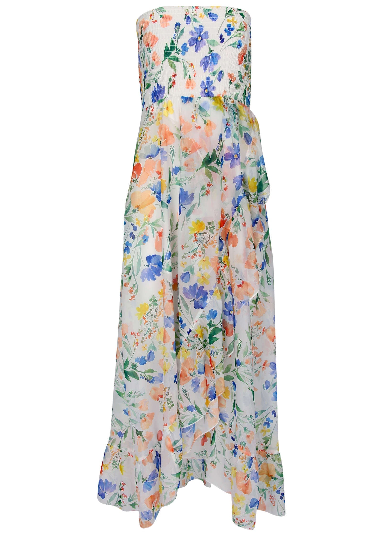 Floral Strapless Ruffle Maxi Dress | VENUS | Venus Best Seller