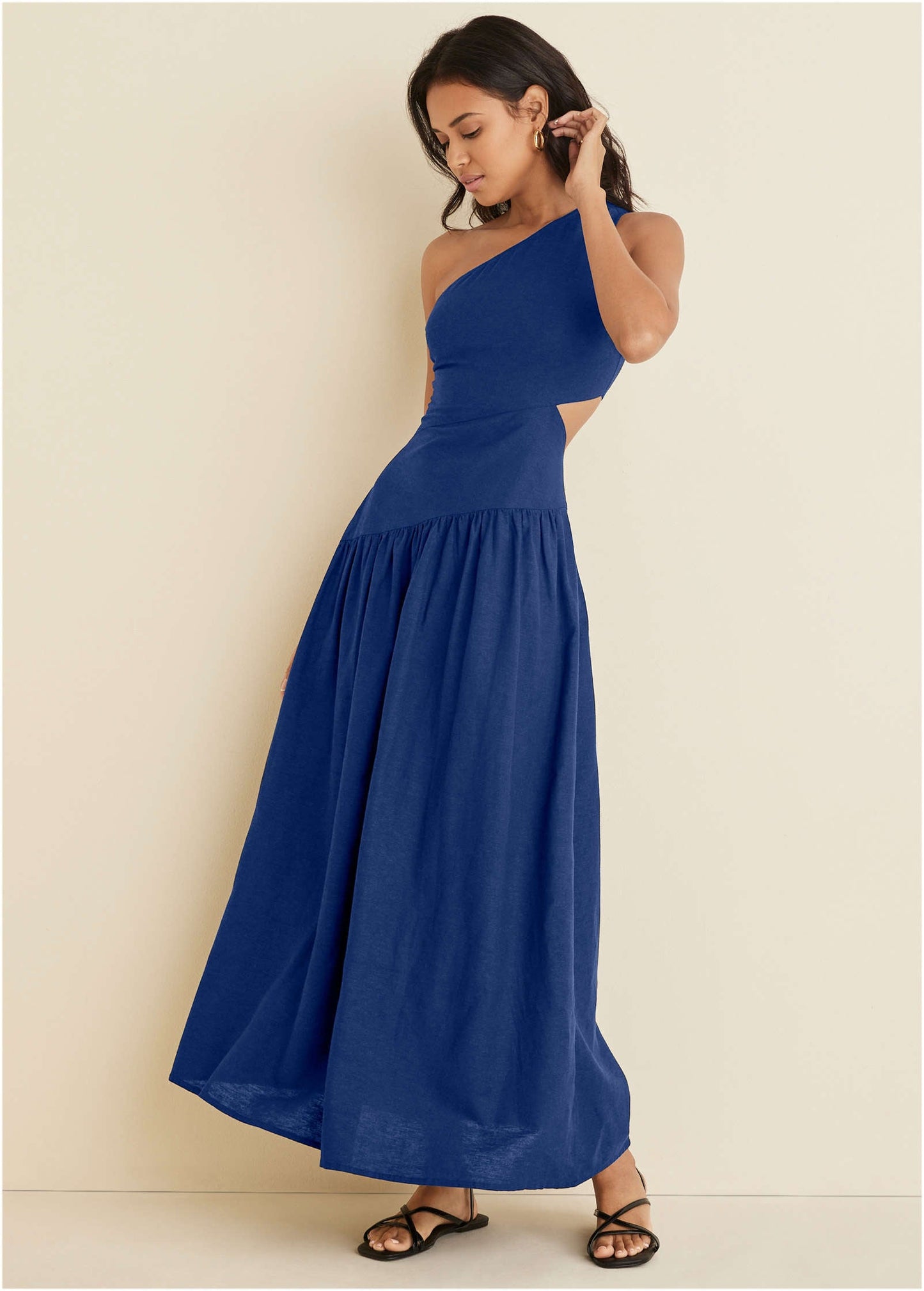Linen Cutout Maxi Dress - Sodalite Blue | Venus Customer Favorite