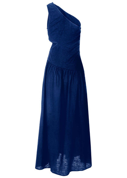 Linen Cutout Maxi Dress - Sodalite Blue | Venus Customer Favorite