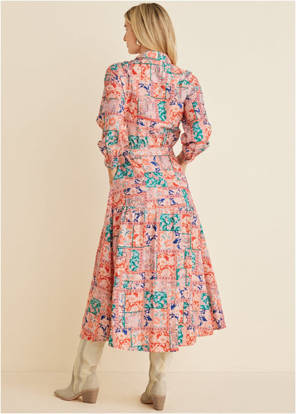 Cotton Linen Shirt Midi Dress - Venetian Patchwork | Venus Limited Edition