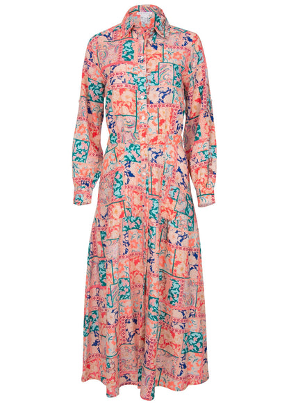 Cotton Linen Shirt Midi Dress - Venetian Patchwork | Venus Limited Edition