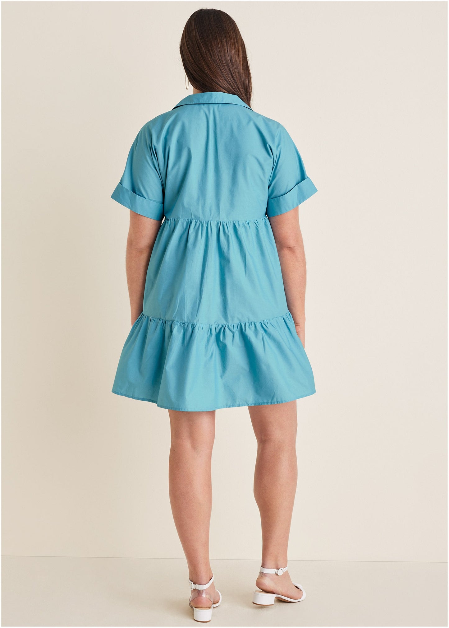 Cotton Poplin Tiered Dress - Blue | Venus Sale