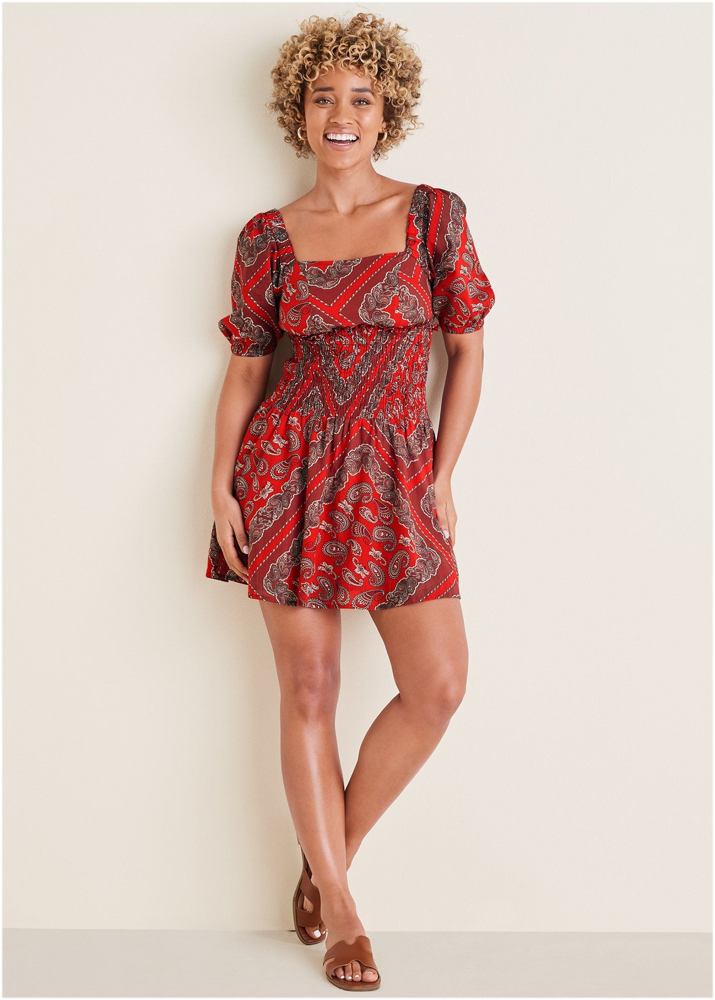 Cotton Voile Mini Dress - Bandana Red | Venus Featured