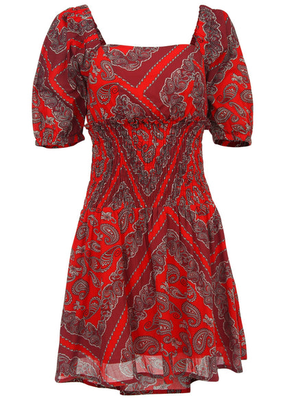 Cotton Voile Mini Dress - Bandana Red | Venus Featured