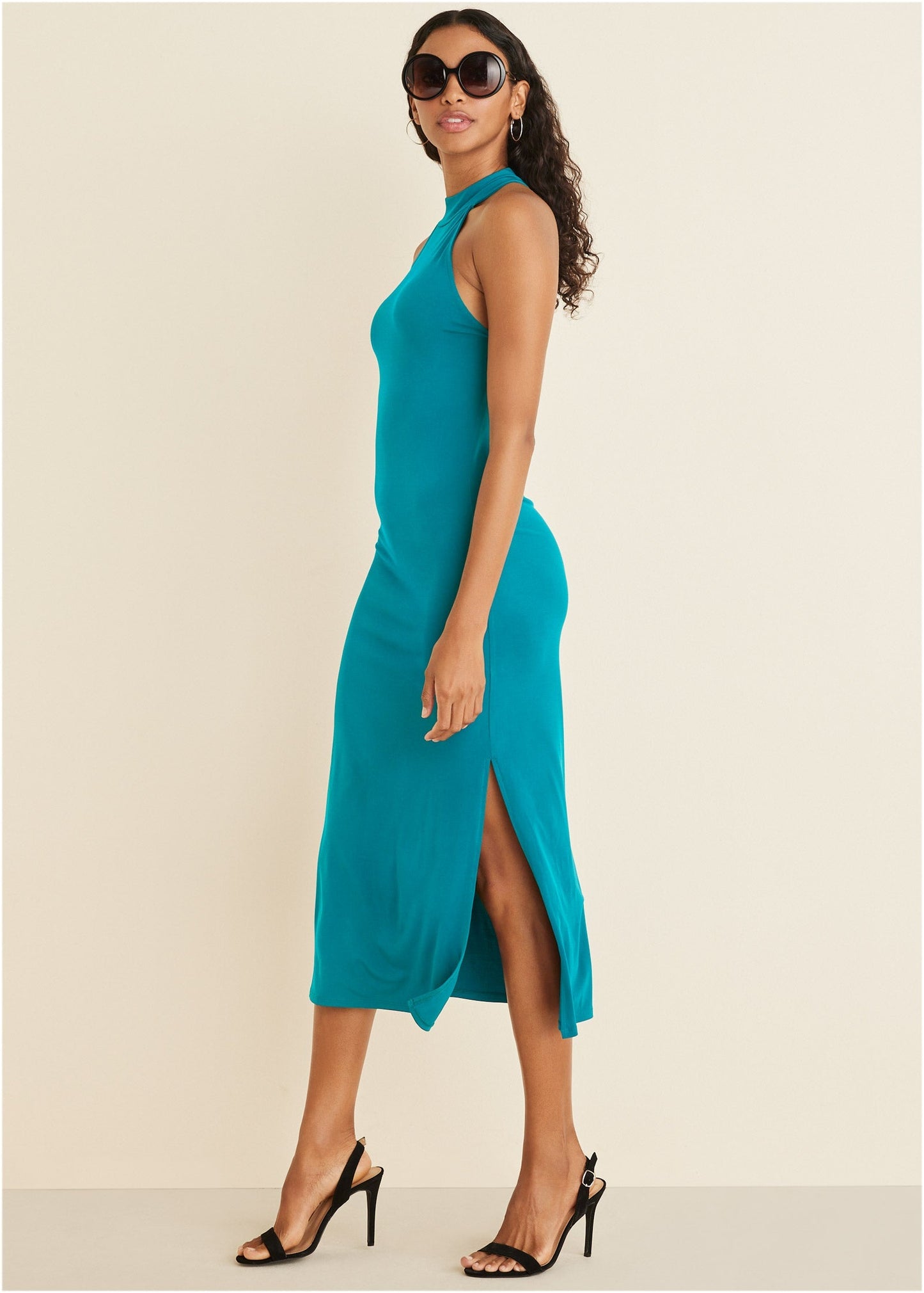 High Neck Midi Dress - Teal | Venus Popular Choice