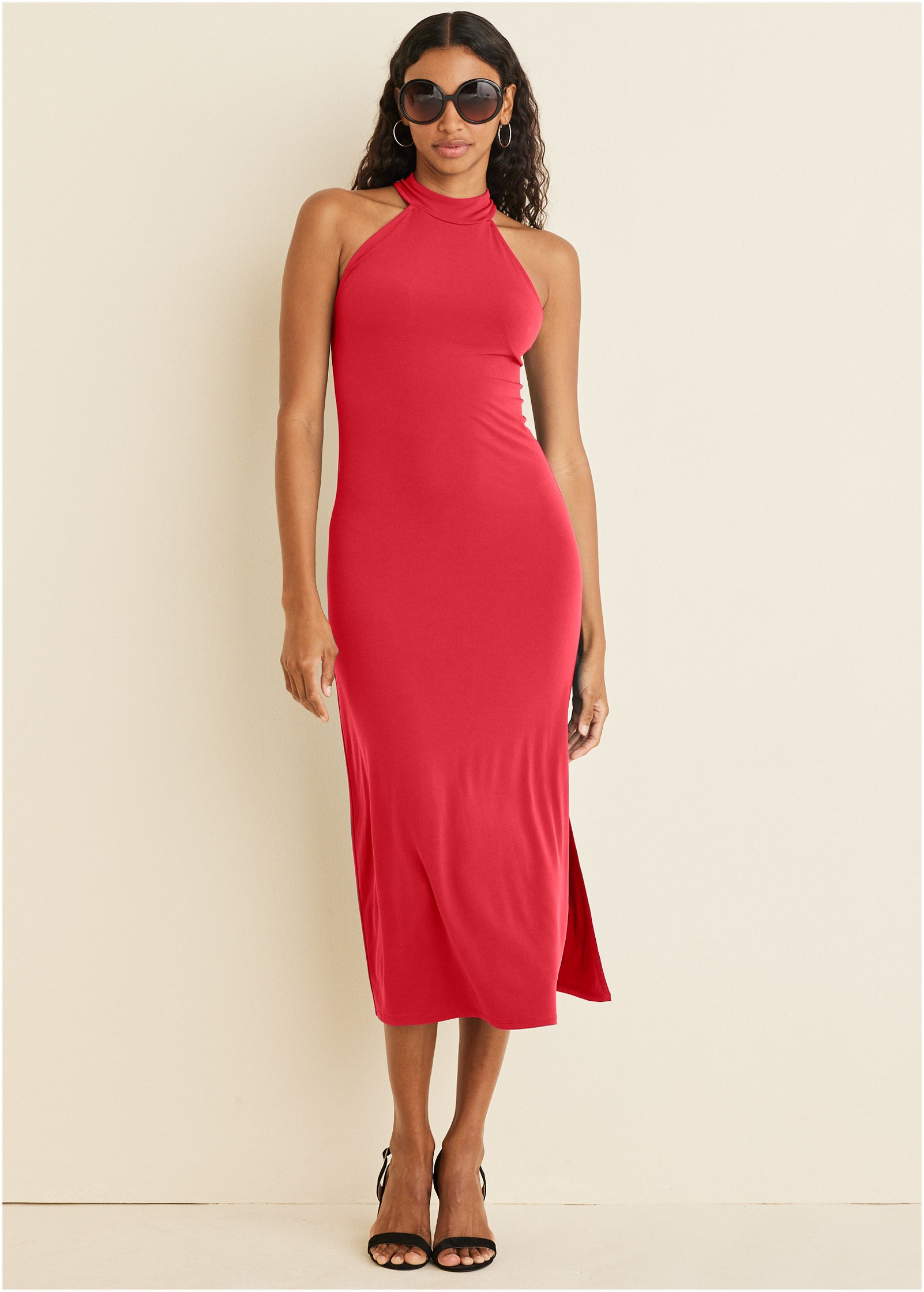 High Neck Midi Dress - Red | Venus Customer Favorite