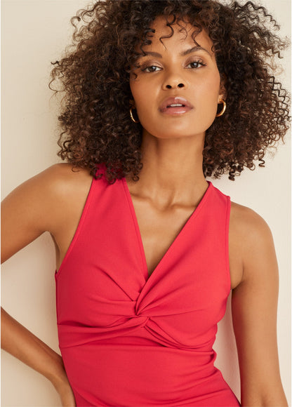 Twist Front Midi Dress - Red | Venus Limited Edition