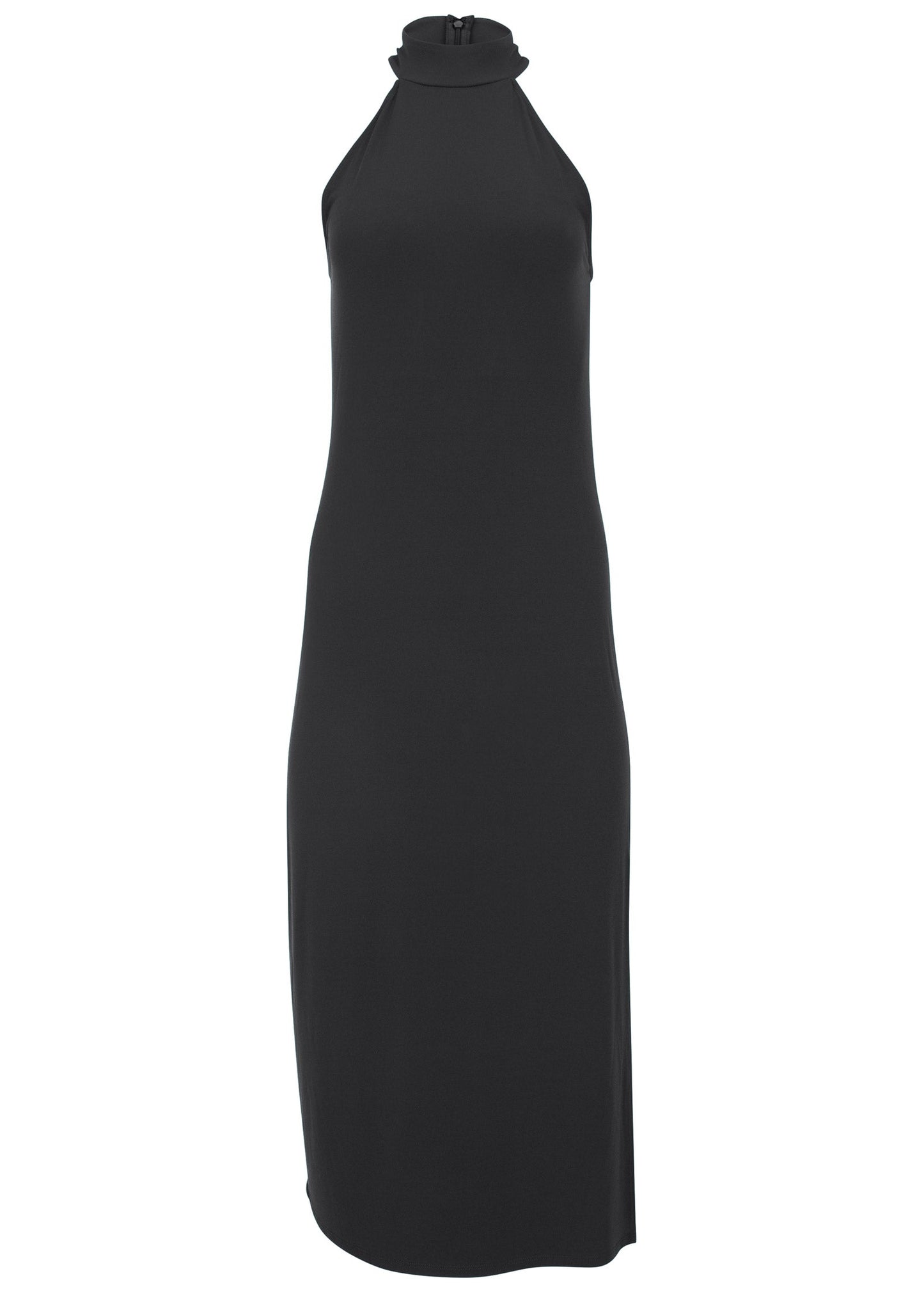 High Neck Midi Dress - Jet Black | Venus Cost Saving