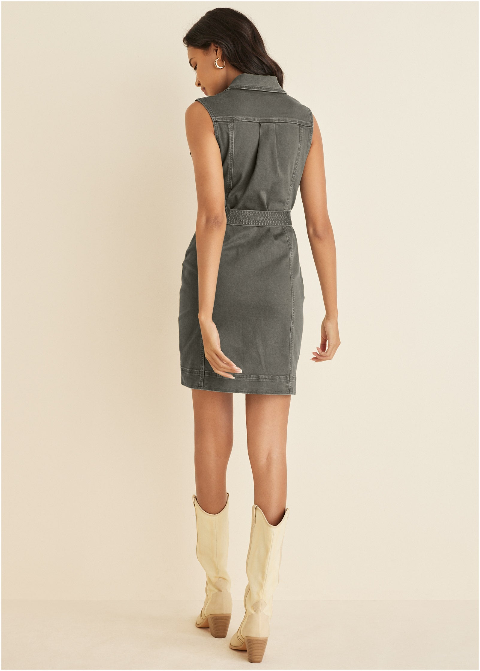 Colored Twill Utility Dress - Olive | Venus Value