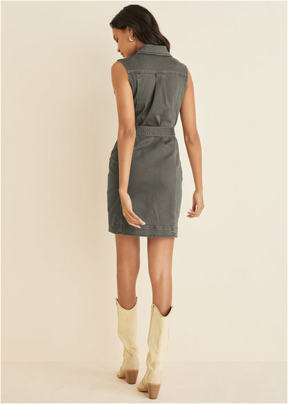 Colored Twill Utility Dress - Olive | Venus Value