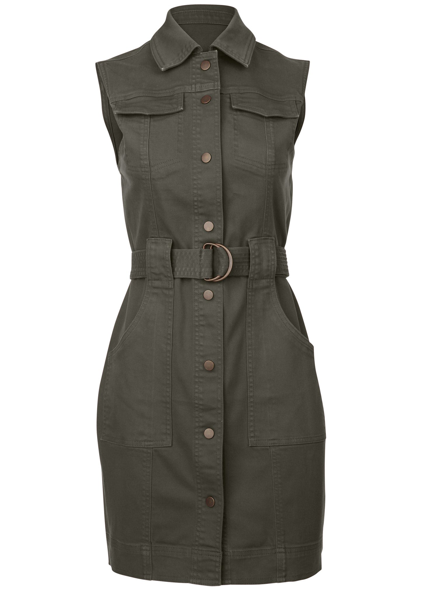 Colored Twill Utility Dress - Olive | Venus Value
