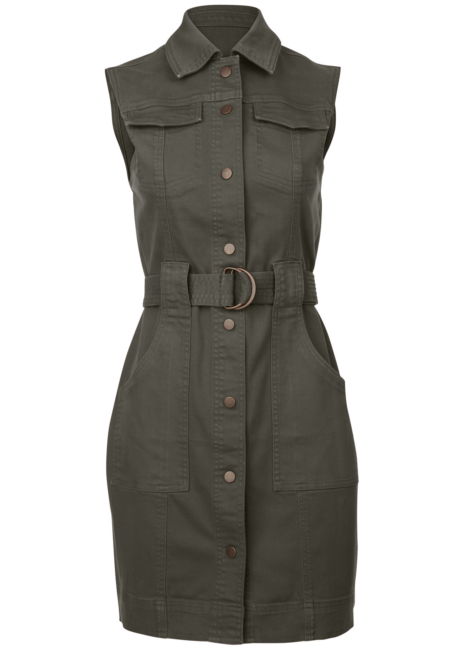 Colored Twill Utility Dress - Olive | Venus Value