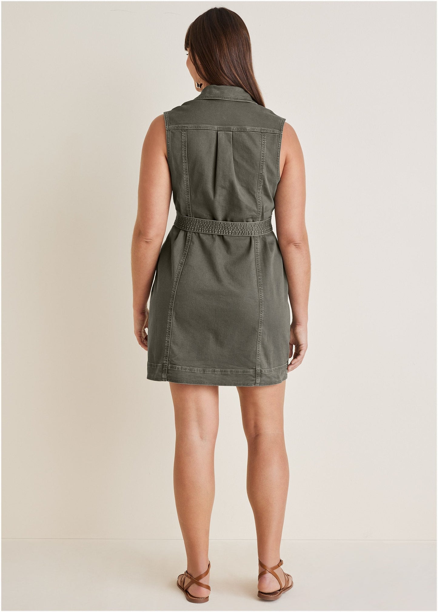 Colored Twill Utility Dress - Olive | Venus Value