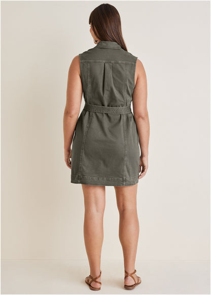 Colored Twill Utility Dress - Olive | Venus Value