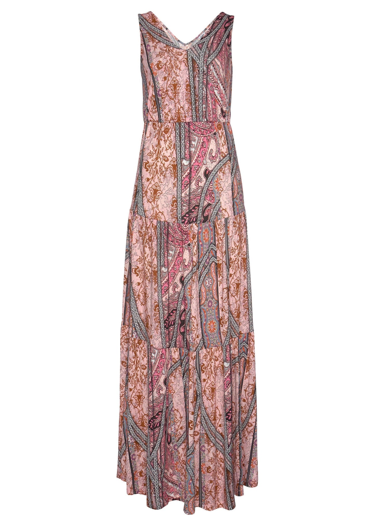 Tiered Maxi Dress - Pink & Red | Venus Great Deal