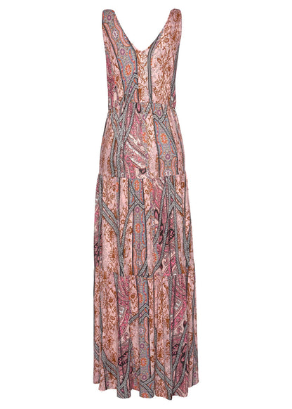 Tiered Maxi Dress - Pink & Red | Venus Great Deal