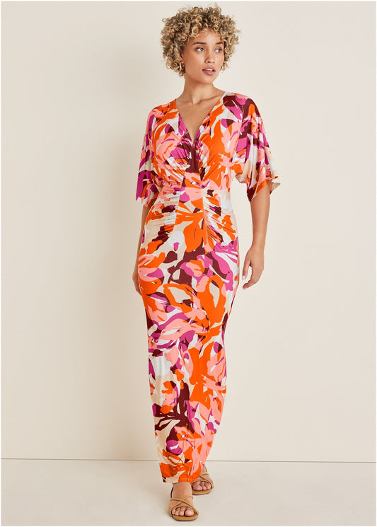 Drape Sleeve Floral Maxi Dress - Desert Floral | Fashion | Venus Best Seller