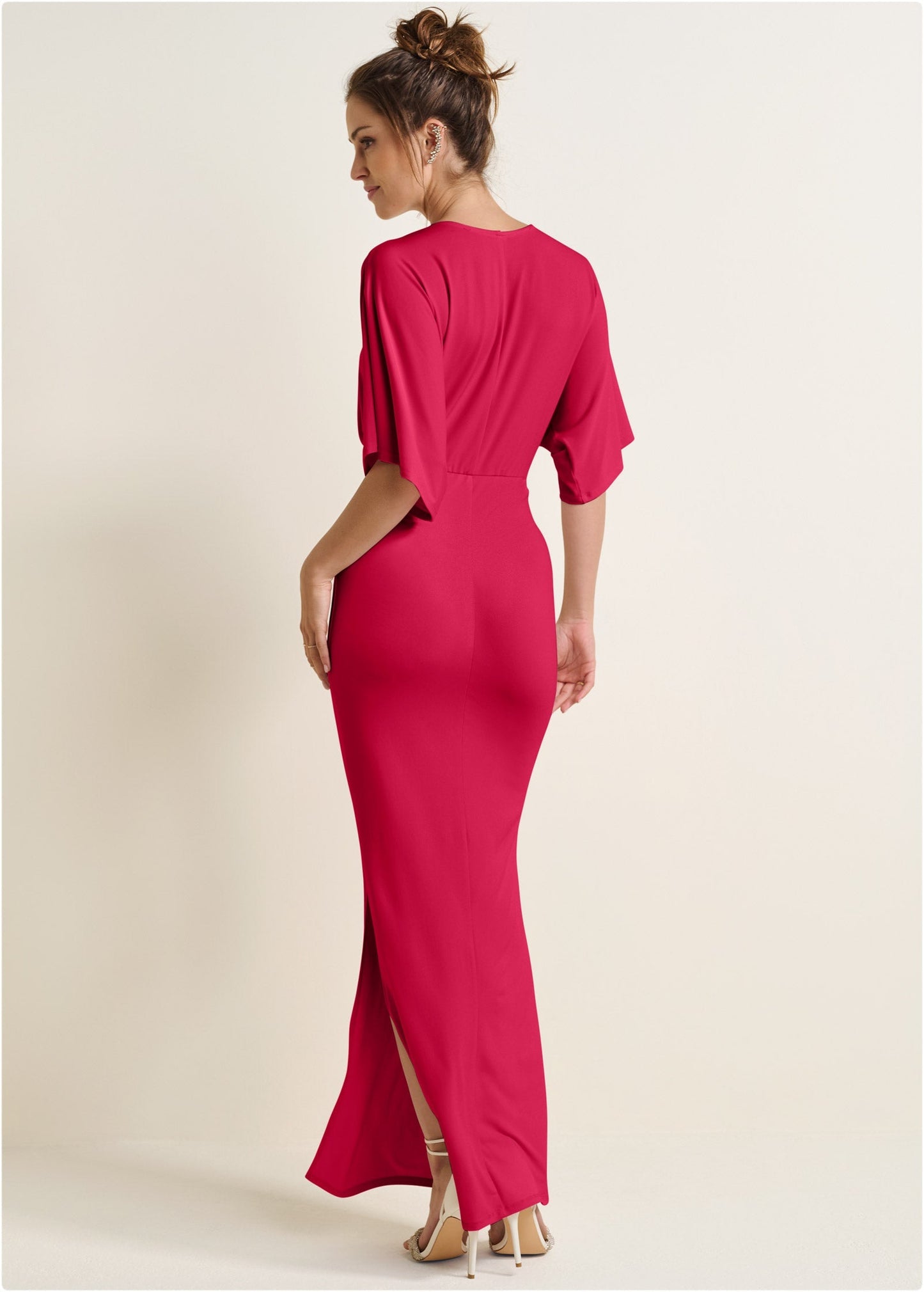 Drape Sleeve Maxi Dress - Barberry | Venus Limited Edition
