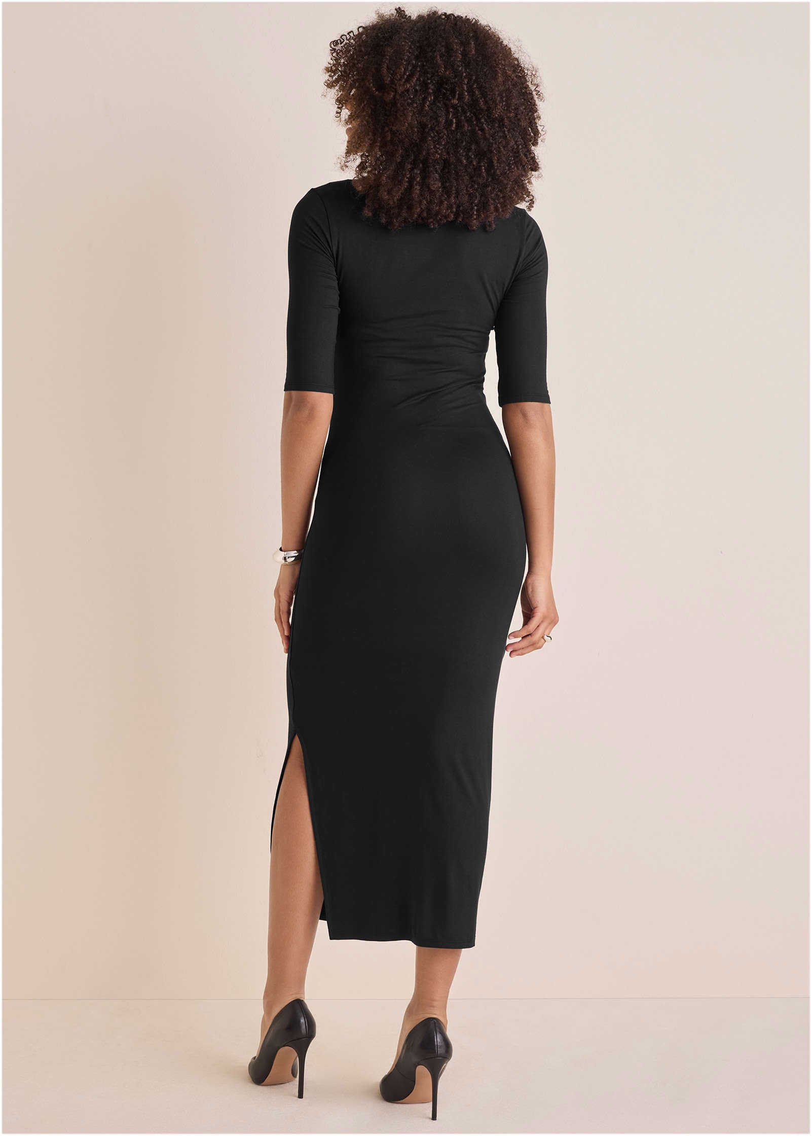 Front Cut Out Maxi Dress - Jet Black | Venus Sale